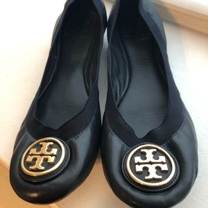 Tory Burch caroline leather blue flats